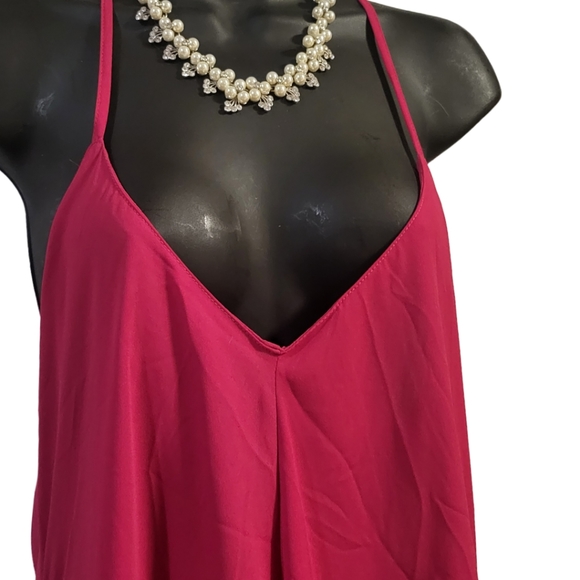 Adrienne Vittadini Chiffon Flowy Fuschia Hi/Low Razer back (Pair w/Jesus… - Picture 2 of 7